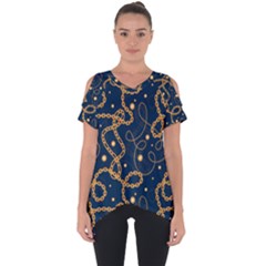 Golden Chain Pattern Cut Out Side Drop Tee by designsbymallika