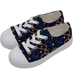 Golden Chain Pattern Kids  Low Top Canvas Sneakers by designsbymallika