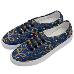 Golden Chain Pattern Women s Classic Low Top Sneakers by designsbymallika