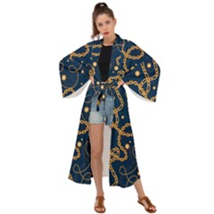 Golden Chain Pattern Maxi Kimono