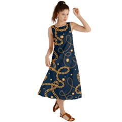 Golden Chain Pattern Summer Maxi Dress