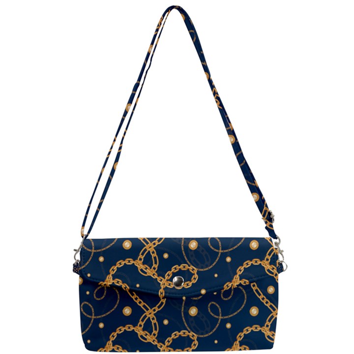 GOLDEN CHAIN PATTERN Removable Strap Clutch Bag