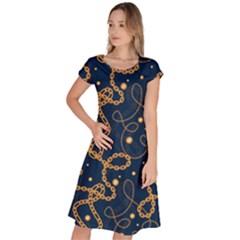 Golden Chain Pattern Classic Short Sleeve Dress