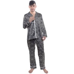 Modern Fancy Nature Collage Pattern Men s Satin Pajamas Long Pants Set by dflcprintsclothing