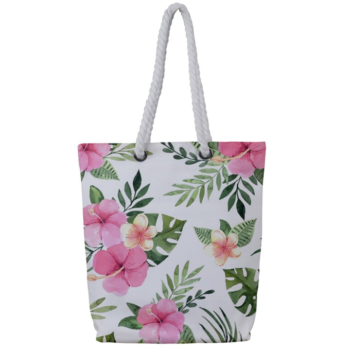 pink tulips Full Print Rope Handle Tote (Small)