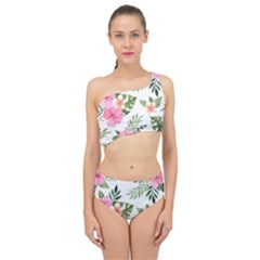 Pink Tulips Spliced Up Two Piece Swimsuit by designsbymallika