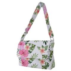 Pink Tulips Full Print Messenger Bag (m) by designsbymallika