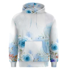 Blue Floral Print Men s Pullover Hoodie by designsbymallika