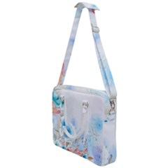 Blue Floral Print Cross Body Office Bag by designsbymallika