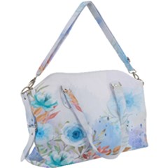 Blue Floral Print Canvas Crossbody Bag by designsbymallika