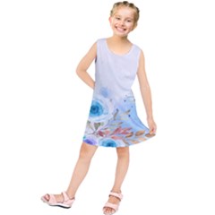 Blue Floral Print Kids  Tunic Dress by designsbymallika