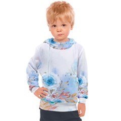 Blue Floral Print Kids  Hooded Pullover by designsbymallika