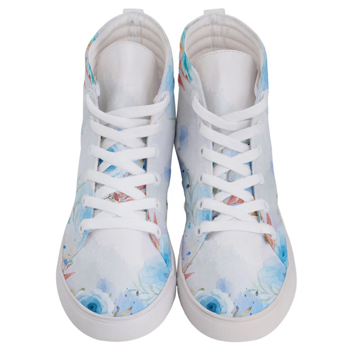 blue floral print Women s Hi-Top Skate Sneakers