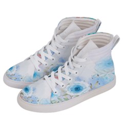 Blue Floral Print Women s Hi-top Skate Sneakers by designsbymallika