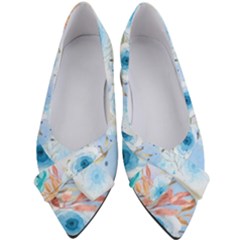 Blue Floral Print Women s Bow Heels