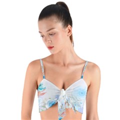 Blue Floral Print Woven Tie Front Bralet