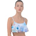 blue floral print Frill Bikini Top View1