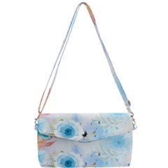 Blue Floral Print Removable Strap Clutch Bag