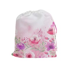 Pink Floral Print Drawstring Pouch (xl)