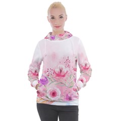 Pink Floral Print Women s Hooded Pullover