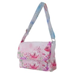 Pink Floral Print Full Print Messenger Bag (m)