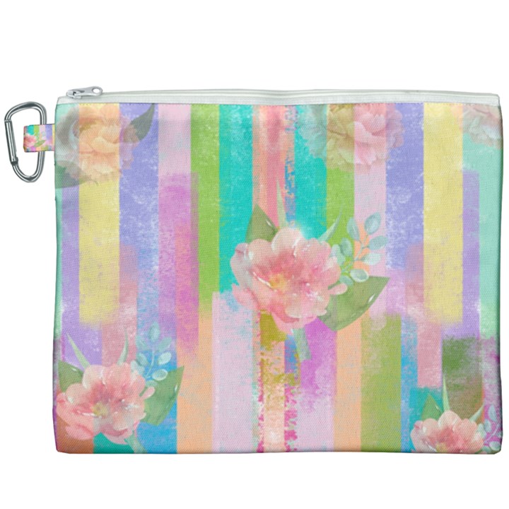 stripes floral print Canvas Cosmetic Bag (XXXL)