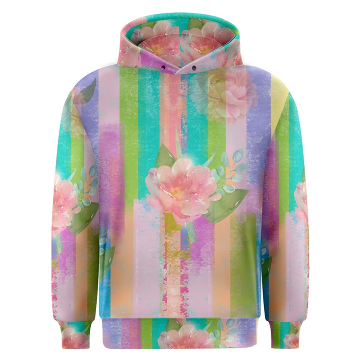 stripes floral print Men s Overhead Hoodie