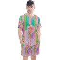 stripes floral print Men s Mesh Tee and Shorts Set View1