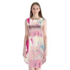 Marble Print Sleeveless Chiffon Dress  