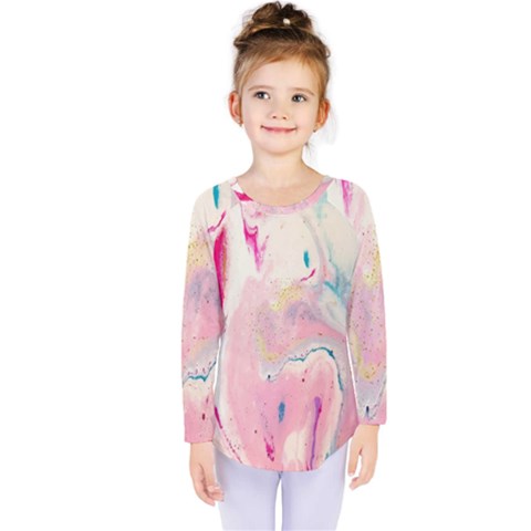 Marble Print Kids  Long Sleeve Tee by designsbymallika