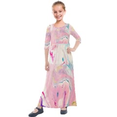 Marble Print Kids  Quarter Sleeve Maxi Dress by designsbymallika