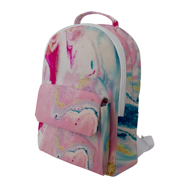 marble print Flap Pocket Backpack (Large)