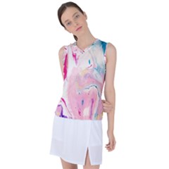 Marble Print Women s Sleeveless Sports Top by designsbymallika