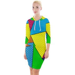 Abstract Print Quarter Sleeve Hood Bodycon Dress by designsbymallika