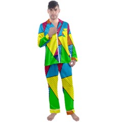 Abstract Print Men s Satin Pajamas Long Pants Set