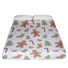 Ginger Christmas Pattern Fitted Sheet (queen Size) by designsbymallika