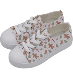 Ginger Christmas Pattern Kids  Low Top Canvas Sneakers by designsbymallika