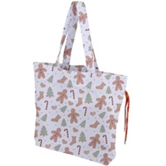 Ginger Christmas Pattern Drawstring Tote Bag