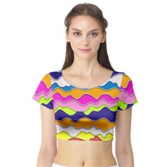 Bubble Liquid Print Short Sleeve Crop Top by designsbymallika