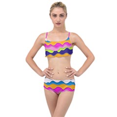 Bubble Liquid Print Layered Top Bikini Set