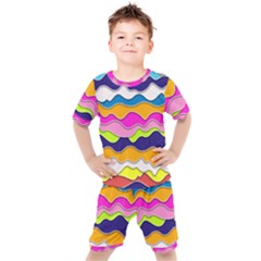 Bubble Liquid Print Kids  Tee And Shorts Set by designsbymallika