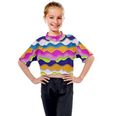 Bubble Liquid Print Kids Mock Neck Tee