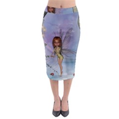 Cute Ittle Fairy With Ladybug Midi Pencil Skirt by FantasyWorld7