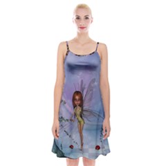 Cute Ittle Fairy With Ladybug Spaghetti Strap Velvet Dress by FantasyWorld7