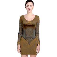 Wonderful Elephant Long Sleeve Velvet Bodycon Dress by FantasyWorld7