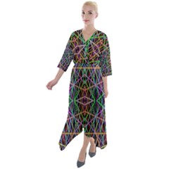 Ab 119 Quarter Sleeve Wrap Front Maxi Dress