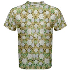 Snowflakes Slightly Snowing Down On The Flowers On Earth Men s Cotton Tee