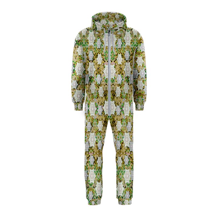 Snowflakes Slightly Snowing Down On The Flowers On Earth Hooded Jumpsuit (Kids)