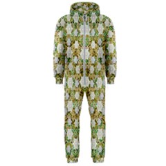 Snowflakes Slightly Snowing Down On The Flowers On Earth Hooded Jumpsuit (men) 