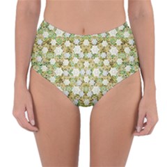 Snowflakes Slightly Snowing Down On The Flowers On Earth Reversible High-waist Bikini Bottoms by pepitasart